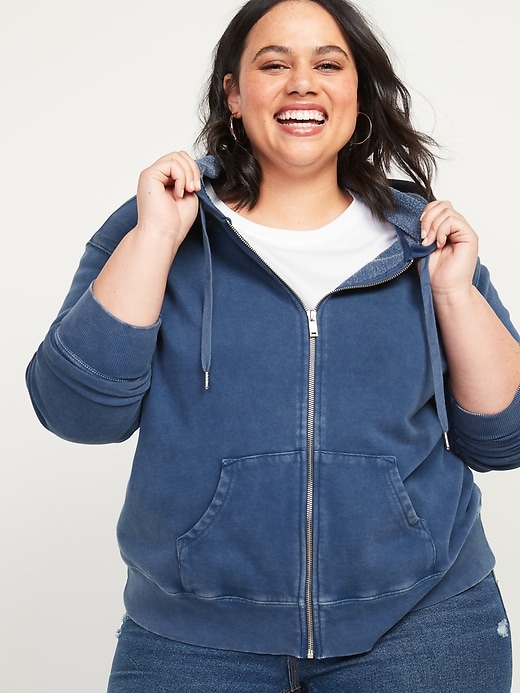 Image number 1 showing, Garment-Dyed Plus-Size Zip-Front Hoodie
