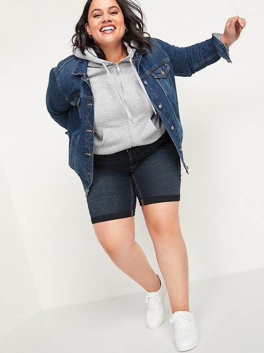 Image number 3 showing, Mid-Rise Secret-Smooth Pockets Plus Size Bermuda Jean Shorts -- 9-inch inseam