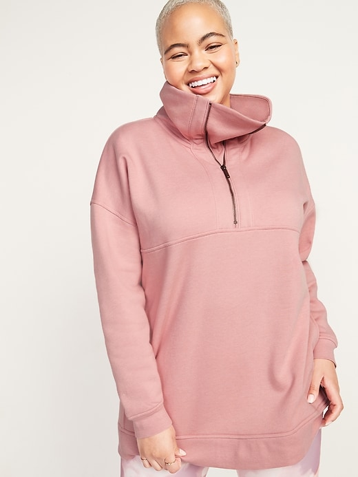 View large product image 1 of 2. Oversized Half-Zip French Terry Funnel-Neck Sweatshirt