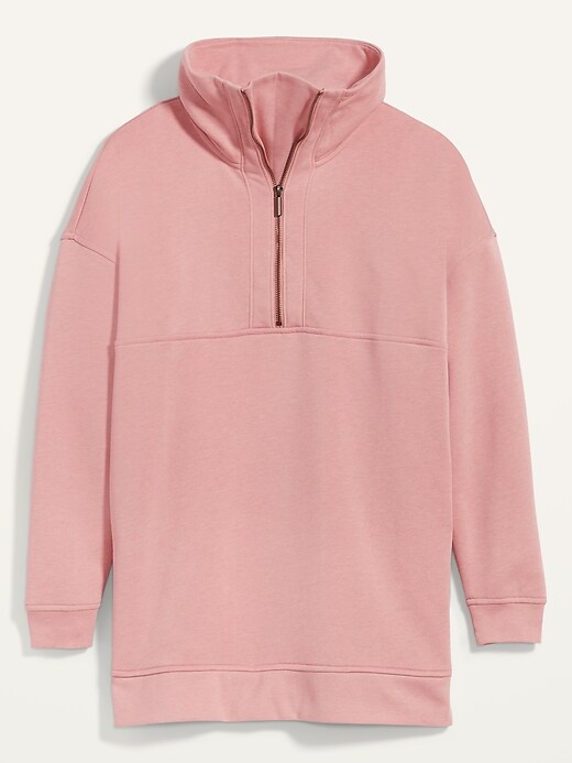 View large product image 2 of 2. Oversized Half-Zip French Terry Funnel-Neck Sweatshirt