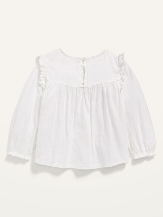View large product image 2 of 2. Long-Sleeve Smocked Ruffle-Trim Top for Toddler Girls