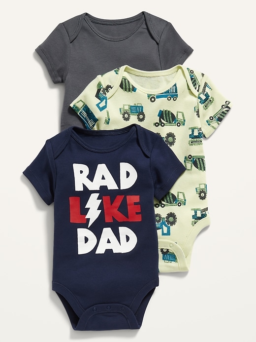 View large product image 1 of 1. Unisex 3-Pack Short-Sleeve Bodysuit for Baby