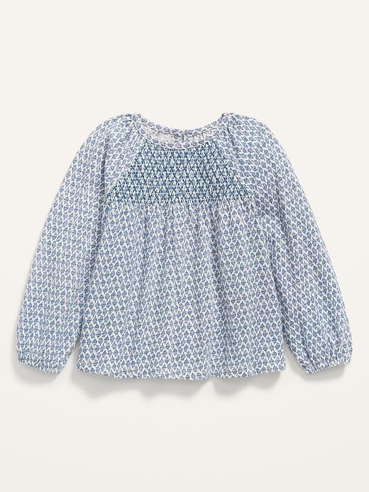 View large product image 1 of 2. Raglan-Sleeve Smocked Jersey Top for Toddler Girls