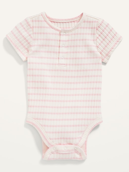 View large product image 1 of 2. Unisex Rib-Knit Striped Henley Bodysuit for Baby