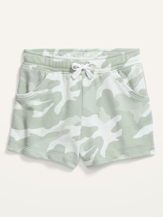 Functional-Drawstring Printed French Terry Shorts for Toddler Girls