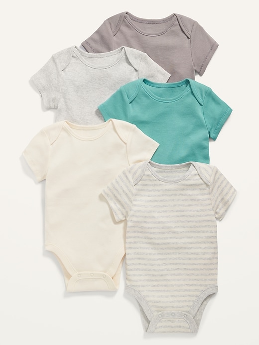 View large product image 1 of 2. Unisex 5-Pack Short-Sleeve Bodysuit for Baby
