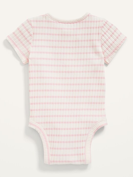 View large product image 2 of 2. Unisex Rib-Knit Striped Henley Bodysuit for Baby
