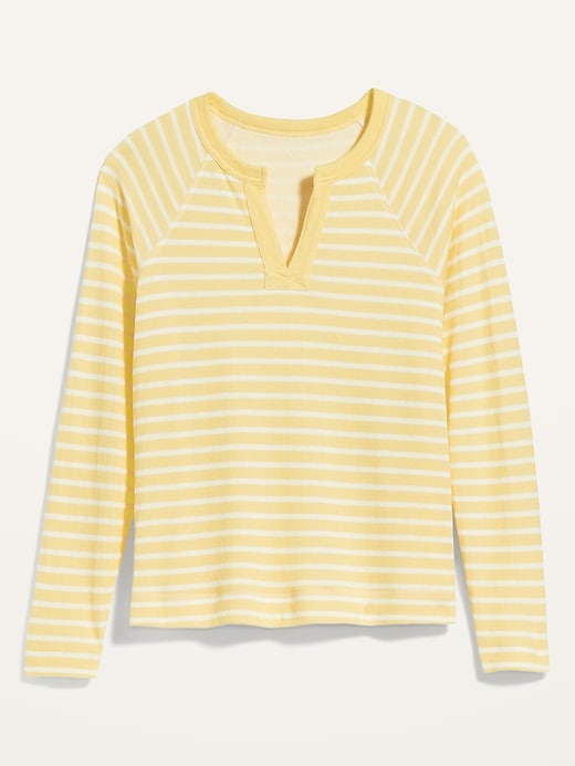 View large product image 2 of 2. Loose Split-Neck Jersey-Knit Raglan-Sleeve Top