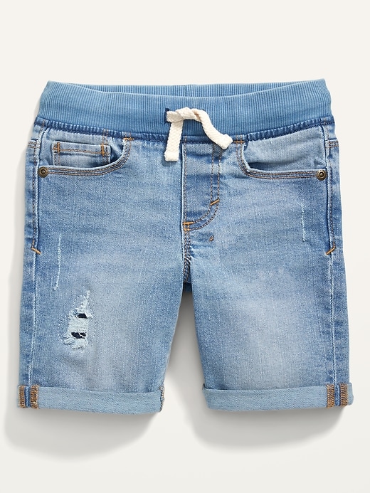 Old Navy Karate Rib-Knit Waist Ripped Jean Shorts for Toddler Boys blue. 1