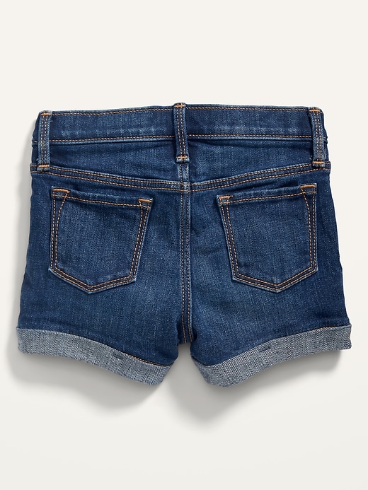 View large product image 2 of 2. Dark-Wash Jean Shorts for Toddler Girls