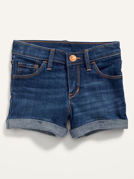 View large product image 1 of 2. Dark-Wash Jean Shorts for Toddler Girls