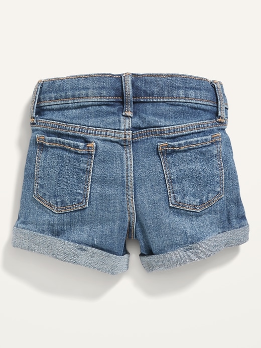 View large product image 2 of 2. Medium-Wash Distressed Jean Shorts for Toddler Girls