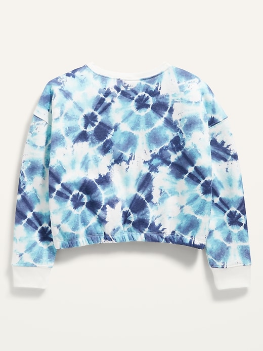 View large product image 2 of 2. Cropped Cinched-Hem Crew-Neck Pullover Sweatshirt for Girls