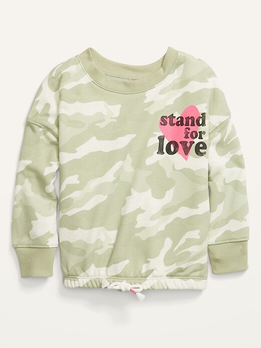 View large product image 1 of 1. Oversized Vintage Graphic Tie-Hem Sweatshirt for Toddler Girls