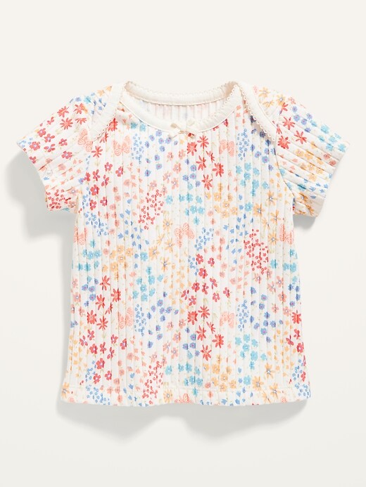 View large product image 1 of 1. Short-Sleeve Printed Rib-Knit Top for Baby