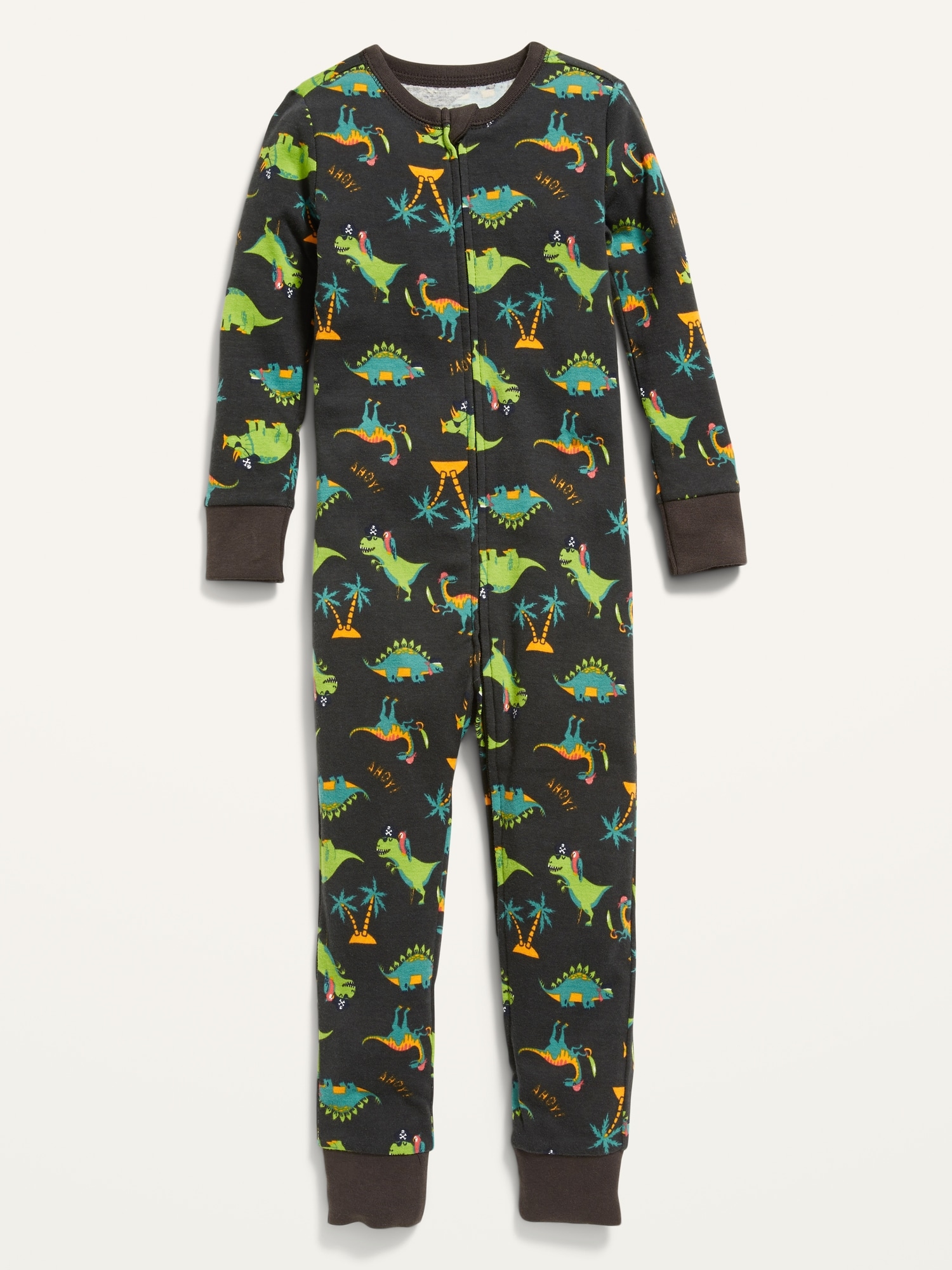 Old Navy Unisex Snug-Fit 2-Way-Zip Printed Pajama One-Piece for Toddler & Baby brown. 1