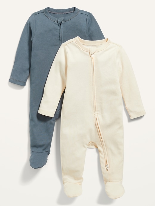 View large product image 1 of 2. Unisex 2-Way-Zip Sleep & Play Footed One-Piece 2-Pack for Baby