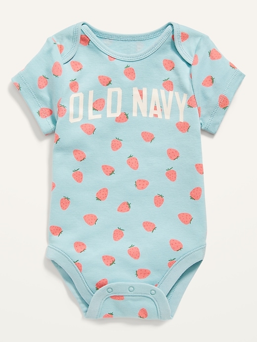 View large product image 1 of 2. Unisex Printed Short-Sleeve Logo-Graphic Bodysuit for Baby