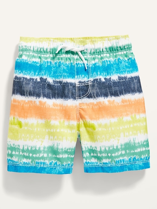 View large product image 1 of 2. Tie-Dye Stripe Swim Trunks for Toddler Boys