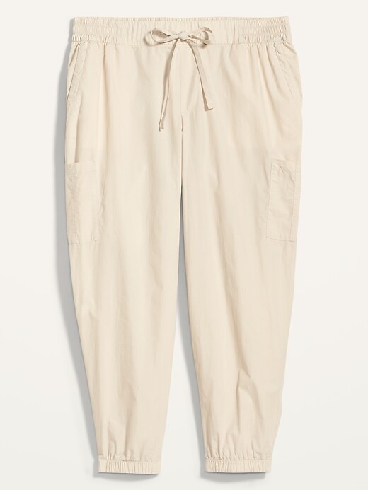 View large product image 1 of 1. High-Waisted Poplin Tapered Jogger Plus-Size Cargo Pants