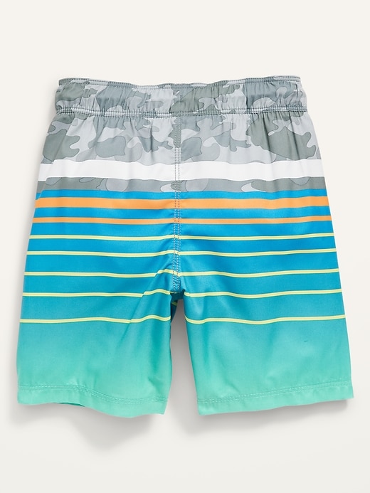 View large product image 2 of 2. Functional-Drawstring Striped Swim Trunks for Toddler Boys