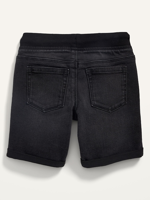 View large product image 2 of 2. Karate Rib-Knit Waist Ripped Black-Wash Shorts for Toddler Boys