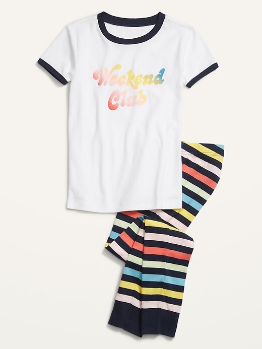 Old Navy Snug-Fit Gender-Neutral Matching Graphic Pajama Set for Kids. 1