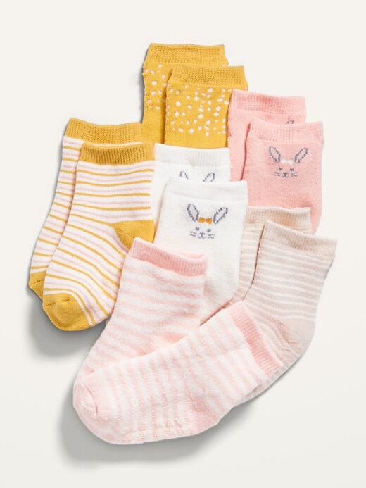 View large product image 1 of 1. 6-Pack Printed Crew Socks for Baby