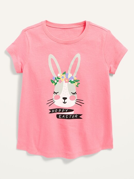 View large product image 1 of 1. Short-Sleeve "Hoppy Easter" Graphic Tee for Toddler Girls