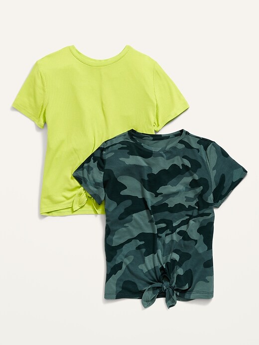 View large product image 1 of 2. 2-Pack Luxe Tie-Hem Tee for Girls
