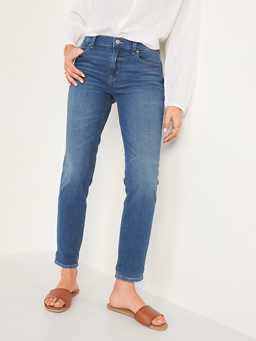 Old Navy Mid-Rise Boyfriend Straight Jeans for Women. 1