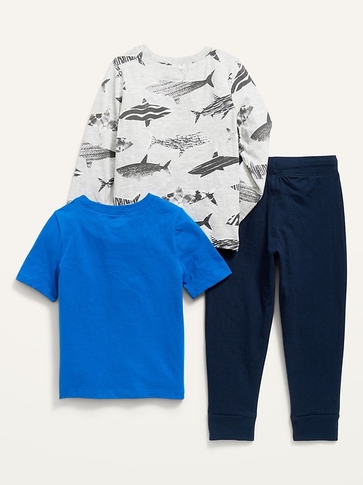 View large product image 2 of 2. 3-Piece Graphic T-Shirt and Pants Set for Toddler Boys