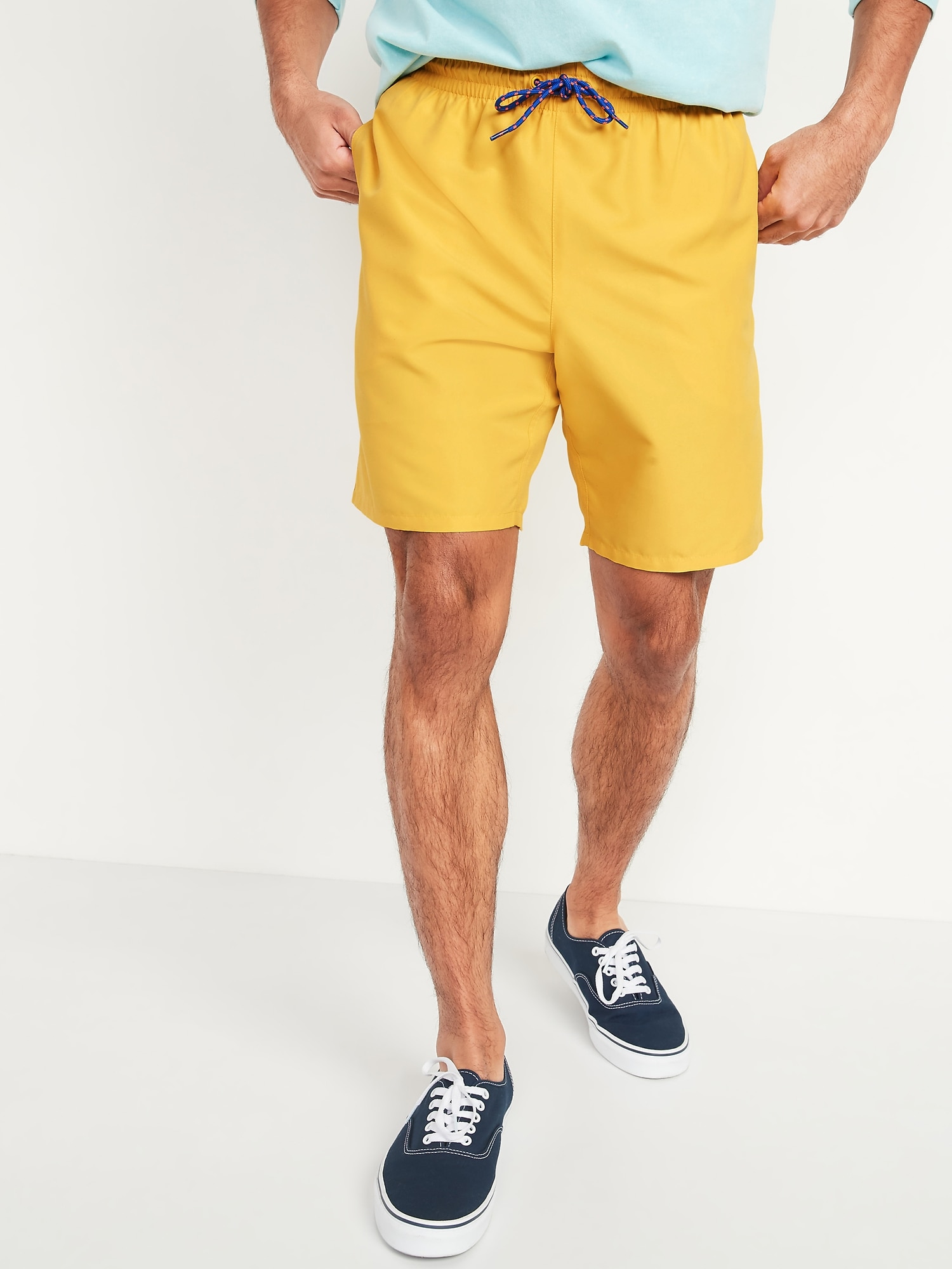 Solid-Color Swim Trunks for Men -- 8-inch inseam