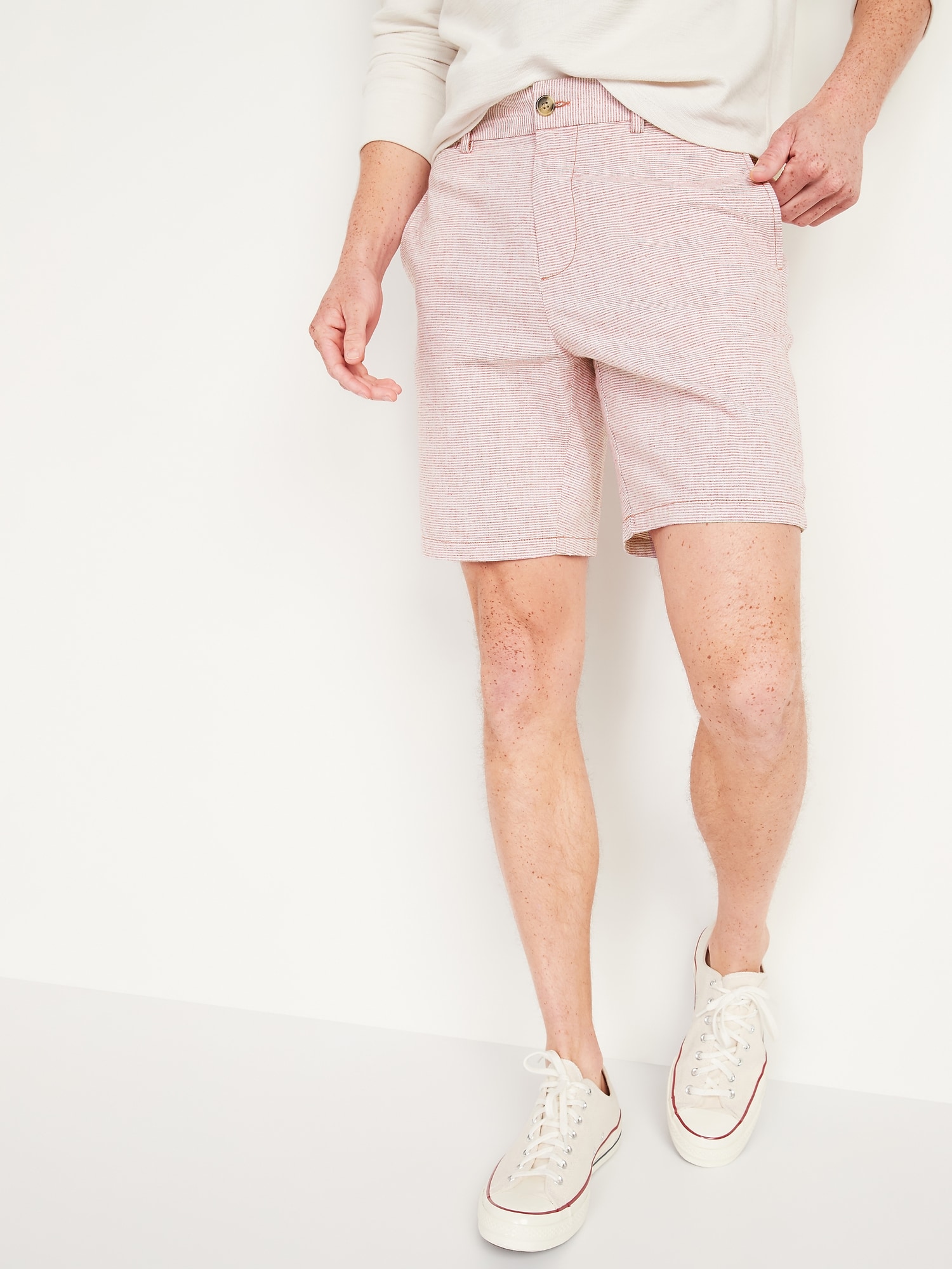 Slim Ultimate Micro-Stripe Linen-Blend Shorts for Men -- 8-inch inseam