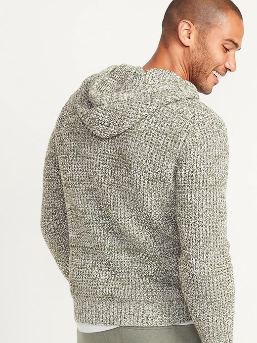Image number 2 showing, Textured Waffle-Stitch Henley Sweater Hoodie
