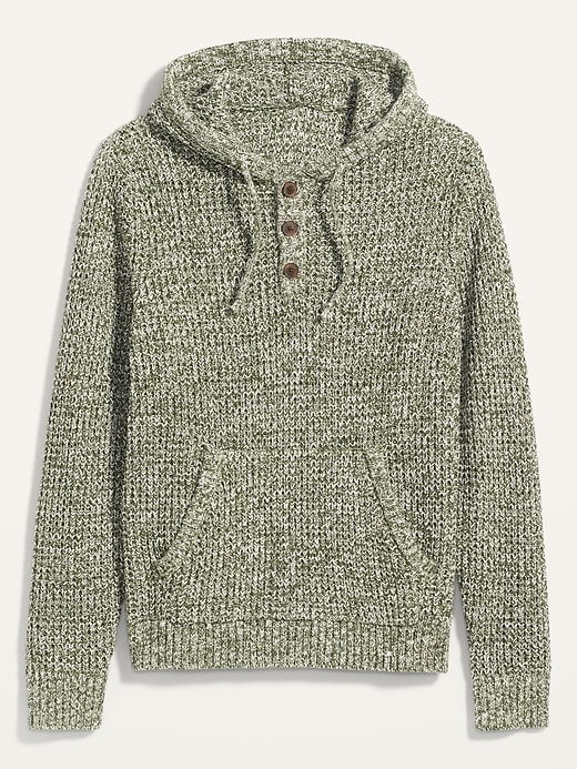 Image number 4 showing, Textured Waffle-Stitch Henley Sweater Hoodie