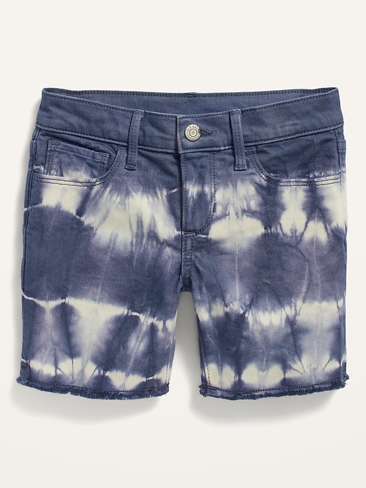 View large product image 1 of 1. Frayed-Hem Tie-Dye Jean Midi Shorts for Girls