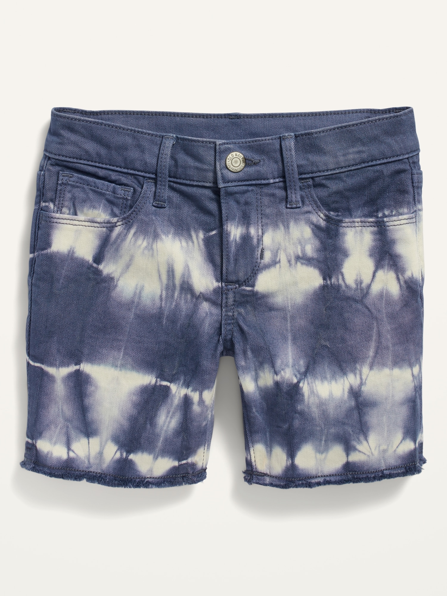 Frayed-Hem Tie-Dye Jean Midi Shorts for Girls