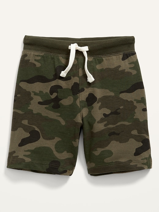 View large product image 1 of 2. Functional-Drawstring Printed Jersey Shorts for Toddler Boys