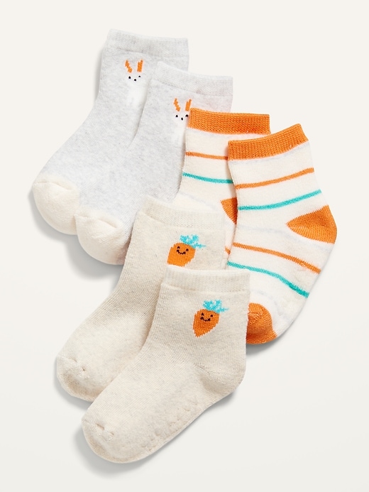 View large product image 1 of 1. 3-Pack Easter-Print Crew Socks for Baby