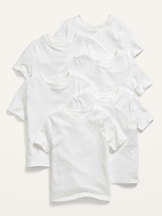 Old Navy Unisex 6-Pack Short-Sleeve Crew-Neck T-Shirt for Toddler white. 1