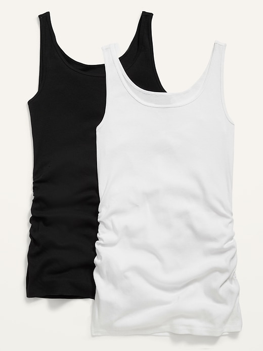View large product image 1 of 1. Maternity First Layer Rib-Knit Side-Shirred Tank Top 2-Pack