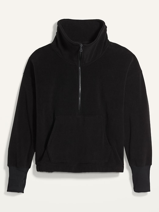 View large product image 1 of 1. Loose Quarter-Zip Micro Performance Fleece Plus-Size Sweatshirt