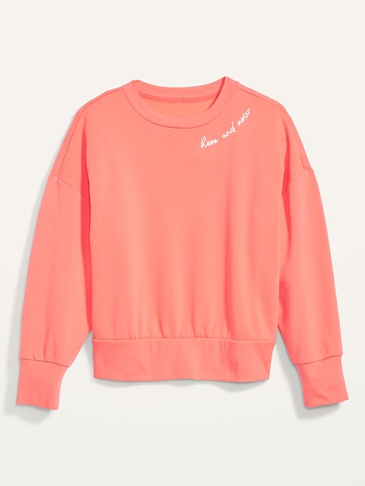 View large product image 2 of 2. Loose Graphic Cropped Plus-Size Crew-Neck Sweatshirt