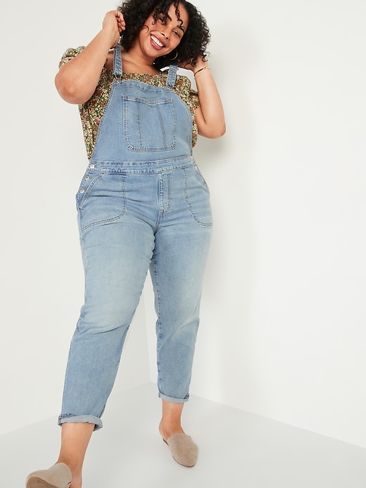 Image number 1 showing, O.G. Straight Medium-Wash Plus-Size Jean Overalls