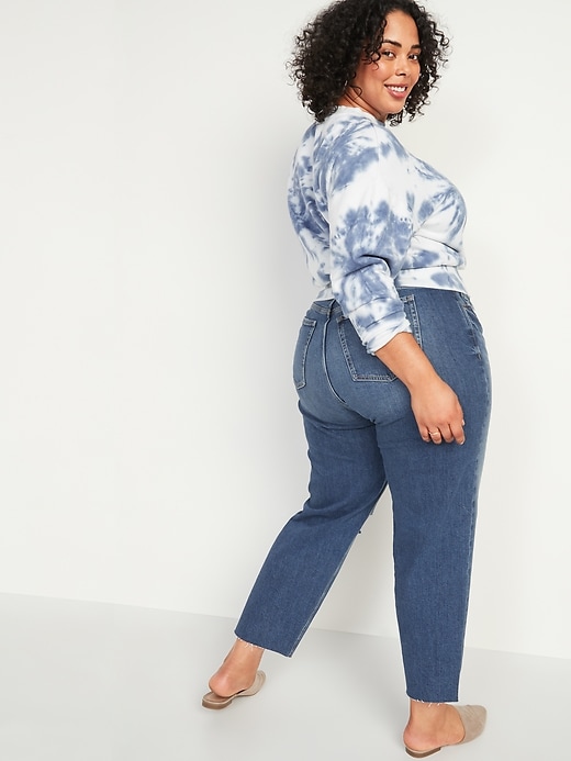 Image number 2 showing, Extra High-Waisted Secret-Smooth Pockets Sky Hi Straight Plus-Size Button-Fly Ripped Jeans