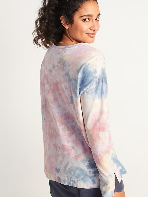 Image number 2 showing, Oversized Tie-Dyed Henley Lounge Top