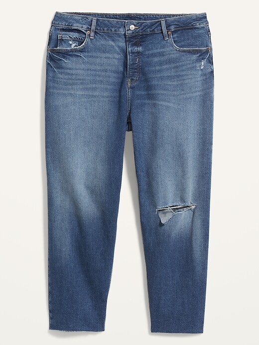 Image number 4 showing, Extra High-Waisted Secret-Smooth Pockets Sky Hi Straight Plus-Size Button-Fly Ripped Jeans