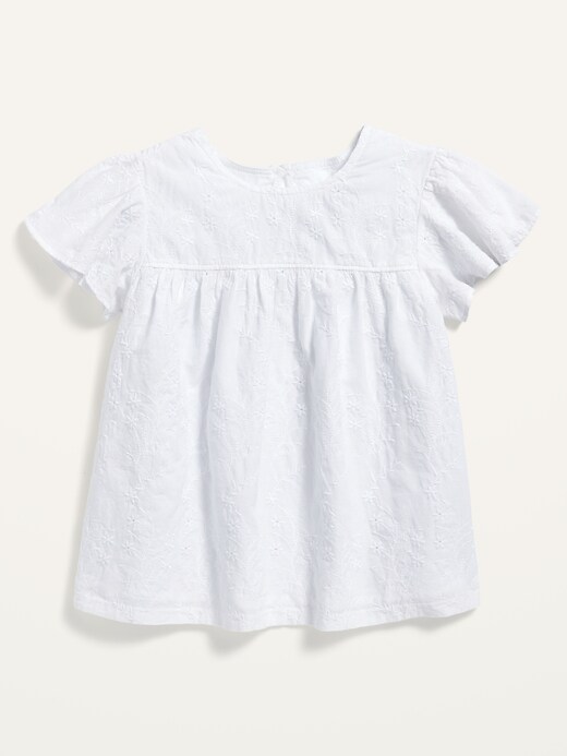 View large product image 1 of 1. Flutter-Sleeve Eyelet A-Line Top for Toddler Girls