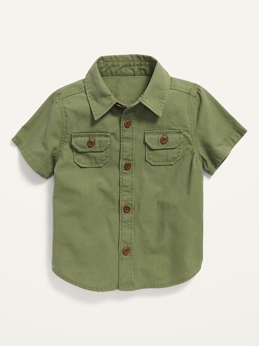 View large product image 1 of 1. Short-Sleeve Canvas Utility Shirt for Baby